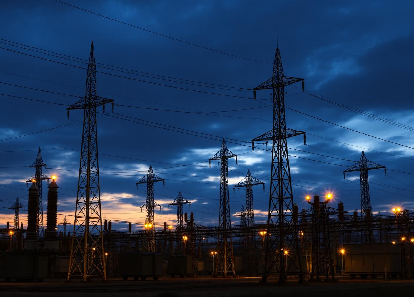 High-voltage pooling substation and transmission towers used for wheeling generation to consuming sites